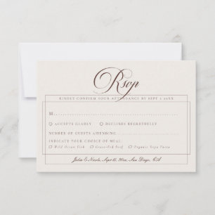 Cartão RSVP Escolha de Refeição de Casamento Caligrafia Marfim