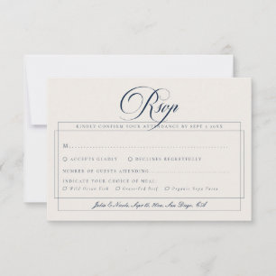 Cartão RSVP Escolha de Refeição de Casamento com Caligrafia em