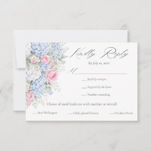 Cartão RSVP Escolha de Refeição de Casamento com Jardim Floral