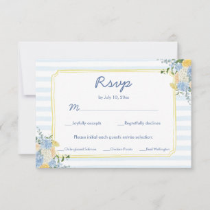 Cartão RSVP Escolha de Refeição de Casamento com Listra Amarel
