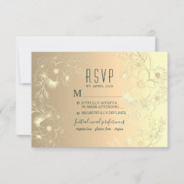 Cartão RSVP Escolha de Refeição de Casamento Dourado