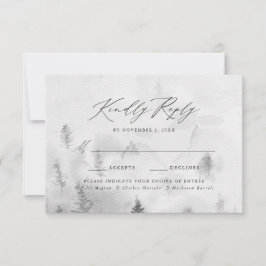 Cartão RSVP Escolha de Refeição de Casamento Elegante Cinza Fl