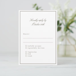 Cartão RSVP Escolha de Refeição de Casamento Elegante com Bord