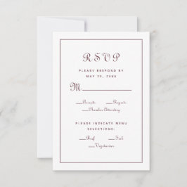 Cartão RSVP Escolha de Refeição de Casamento Elegante Enclosur