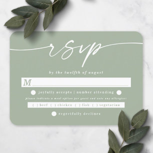 Cartão RSVP Escolha de Refeição de Casamento em Folha Verde co