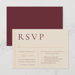 Cartão RSVP Escolha de Refeição de Casamento em Marfim e Borgo