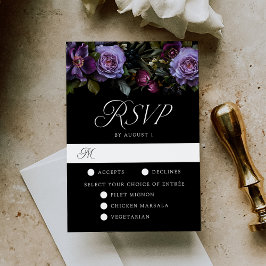 Cartão RSVP Escolha de Refeição de Casamento Floral Gótico Tem