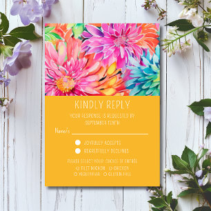 Cartão RSVP Escolha de Refeição de Casamento Floral Moderno Co