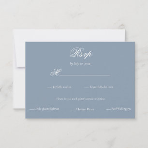 Cartão RSVP Escolha de Refeição de Casamento Minimalista Azul