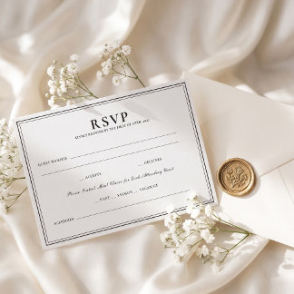 Cartão RSVP Escolha de Refeição Elegante em Moldura para Casam