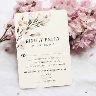 Cartão RSVP Escolha de Refeição Floral de Aquarela Rosa Bege E