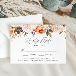 Cartão RSVP Escolha de Refeição Floral de Outono Rústica Elega