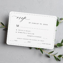 Cartão RSVP Escolha de refeição moderna e elegante em preto e