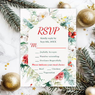 Cartão RSVP Escolha de Refeição para Casamento de Inverno com