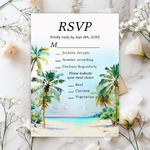 Cartão RSVP Escolha de Refeição para Casamento no Destino de P