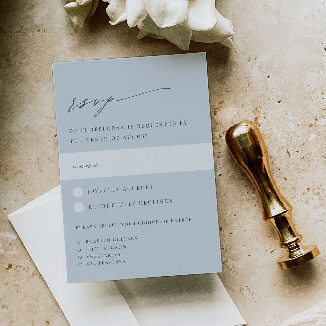 Cartão RSVP Escolha de Refeições de Casamento Azul-Costeiro Pá (Criador carregado)