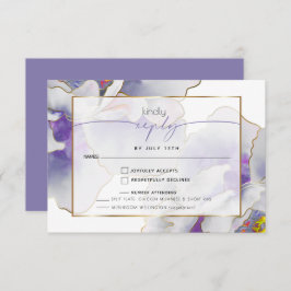 Cartão RSVP Escolha de Refeições Florais Exóticas Roxas