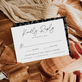 Cartão RSVP Escolha de Refeições Negras Mínimas Modernas e Bot