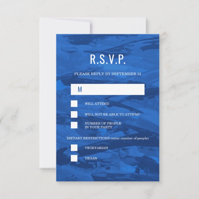 Cartão RSVP Escova Elegante Traços e Estrela de David Bar Mitz (Frente)