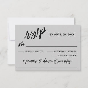 Cartão RSVP Escrita manual casual com solicitação de música Ci