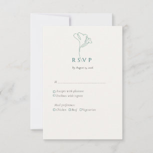 Cartão RSVP Esmeralda Botânica Moderna Elegante Contornada