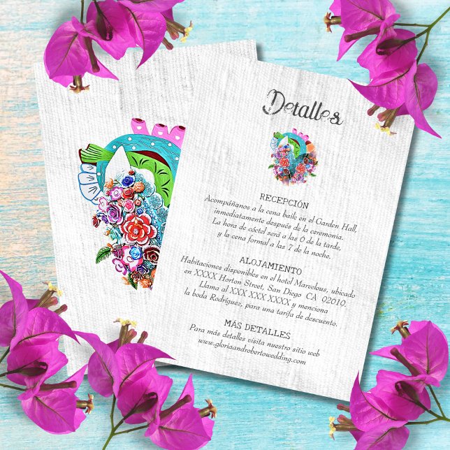 Cartão RSVP Espanhol, Coração Russo - Detalhes do Casamento Me (Criador carregado)