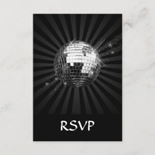 Cartão RSVP Espelhamento de Disco em Preto