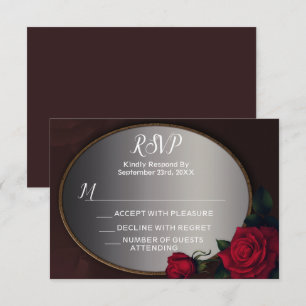 Cartão RSVP Espelho Floral Bege Rosa Cinza Prata