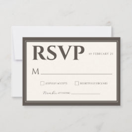 Cartão RSVP Espresso Brown Script Classic Minimalist Wedding