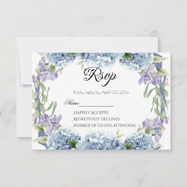 Cartão RSVP Esqueça-Me-Não Flores Aquarela Elegante (Verso)