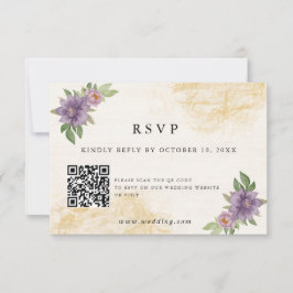 Cartão RSVP Estética de verão rústico Casamento de flores silv