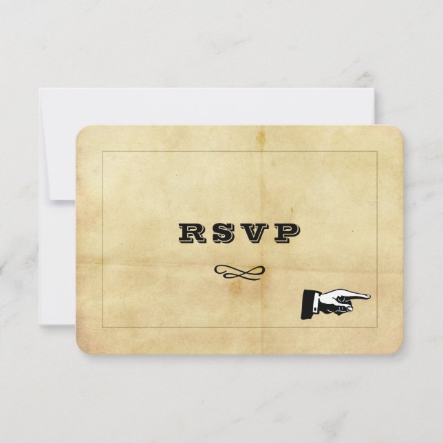 Cartão RSVP Estilo de Envelhecimento Vintage (Frente)
