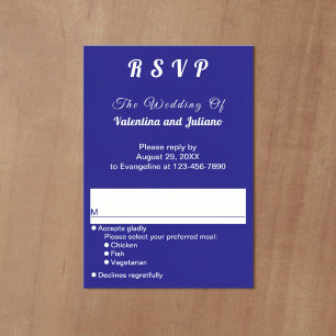 Cartão RSVP Estilo de Tipografia Azul Escuro Retrato Casamento
