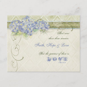Cartão RSVP Estilo de Vintagem Azul Hidrangea Inverso Floral D