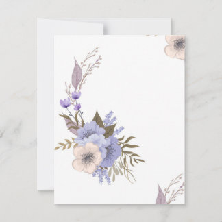 Cartão RSVP Estilo floral boutique roxo