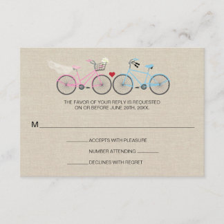 Cartão RSVP Estilo Linn - Bicicleta Rosa Casamento Responde RS