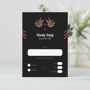 Cartão RSVP Estilo personalizável de tatuagem O amor engole pl