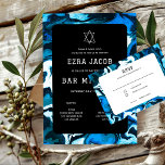 Cartão RSVP Estrela Azul do Marble do Bar Personalizado David<br><div class="desc">Cartão de resposta perfeito para incluir para um morcego mitzvah, bar mitzvah ou outra celebração judaica! Mão fez abstrato de arte para você na frente e atrás! TOTALMENTE PERSONALIZÁVEL! Clique em "Personalizar" acima para editar o texto. Clique em "editar usando a ferramenta design" para ajustar as fontes, as cores e...</div>