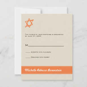 Cartão RSVP Estrela Bruta de David Bat Mitzvah Responde Convit