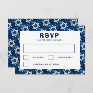 Cartão RSVP Estrela do Bar Personalizado David Watercolor Bat