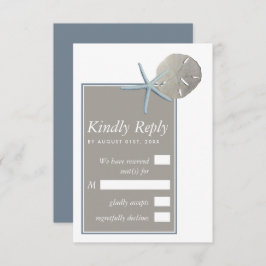 Cartão RSVP Estrela do Mar e Dólar de Areia - Casamento na Pra