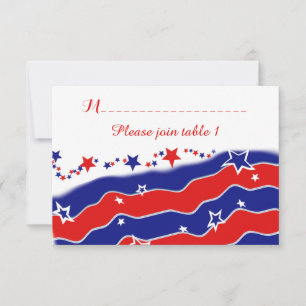 Cartão RSVP Estrelas e Listras PERSONALIZADO MESA DE ASSENTAME