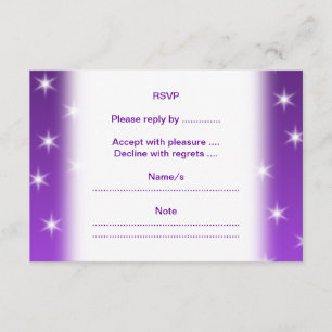 Cartão RSVP Estrelas roxas e brancas, teste padrão