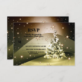 Cartão RSVP Estrelas Shinle Sparkle da Árvore do Ouro de Natal