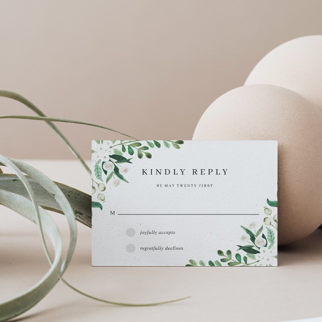 Cartão RSVP Estufa | Elegante Aquarela Botânica (Criador carregado)