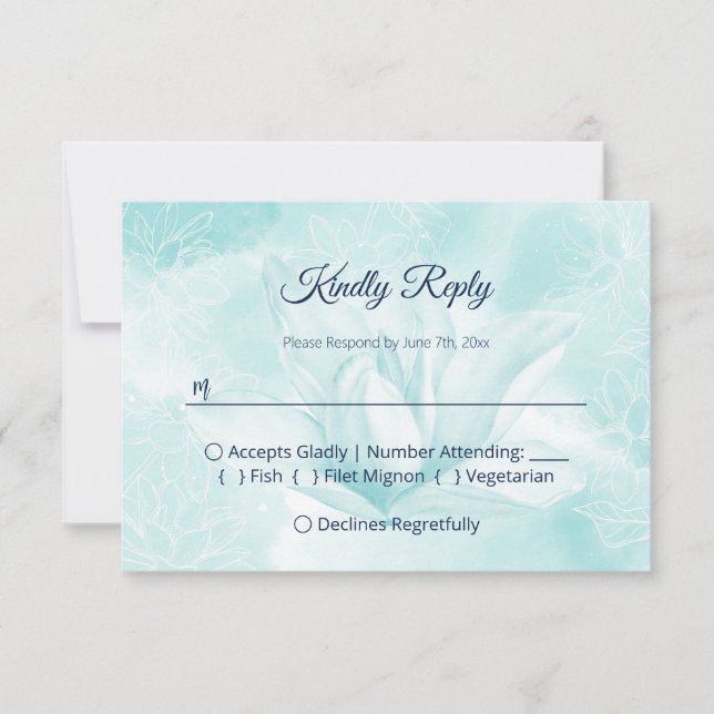 Cartão RSVP Eteal Magnolia Flower, Casamento (Frente)