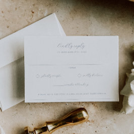 Cartão RSVP Eternos Vinhas Azuis Dusty Monograma Crest de Casa