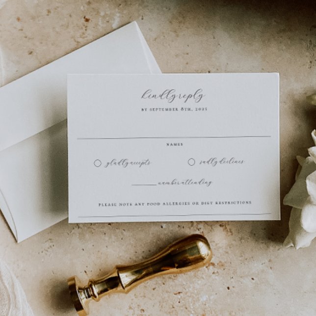 Cartão RSVP Eternos Vinhas Monograma Crest de Casamento (Criador carregado)