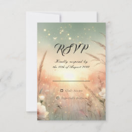 Cartão RSVP Ethereal Pastel Wildflower Field Wedding