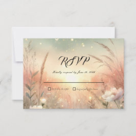 Cartão RSVP Ethereal Pastel Wildflower Field Wedding